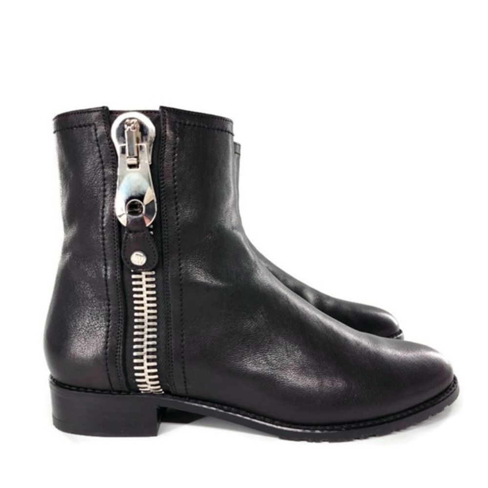Stuart Weitzman Winzipper Black Nappa Leather Side-Zip Ankle Boots 8.5 - Picture 2 of 10